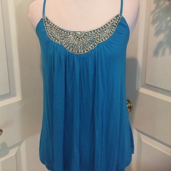 Candies brand turquoise beaded cami - Picture 1 of 4